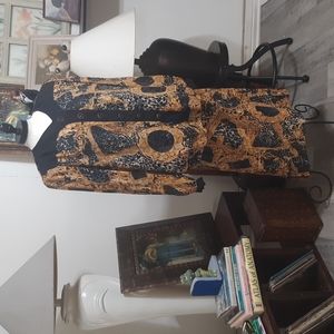 Womens dress top Skirt suit plus size 24 Teacher Church Lady Print Long Sleeve